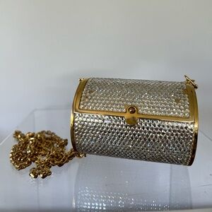 Judith Leiber Round miniaudiere with gold chain